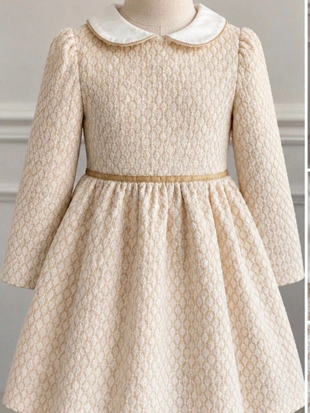 Janie and Jack - Girls' Cream Collared Formal Dress Like New - Size 5